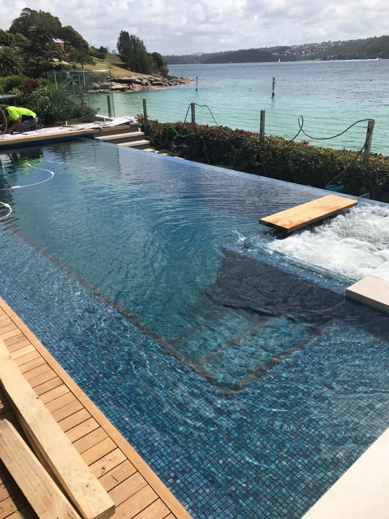 tiling around pool