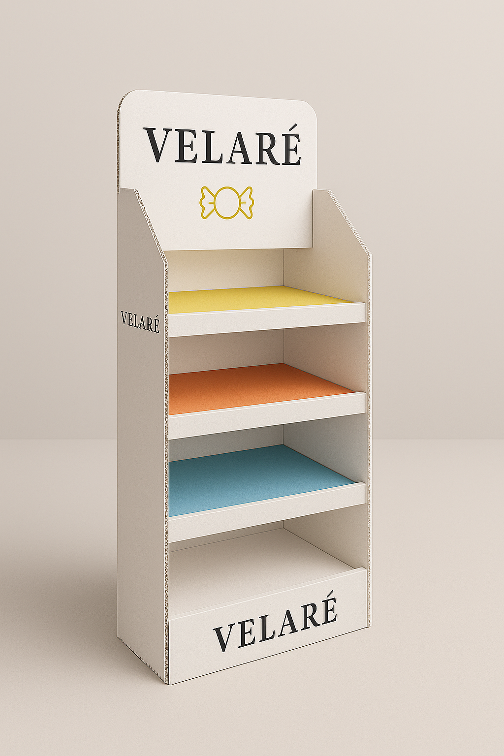 Digital rendering of a narrow multi-tier floor display