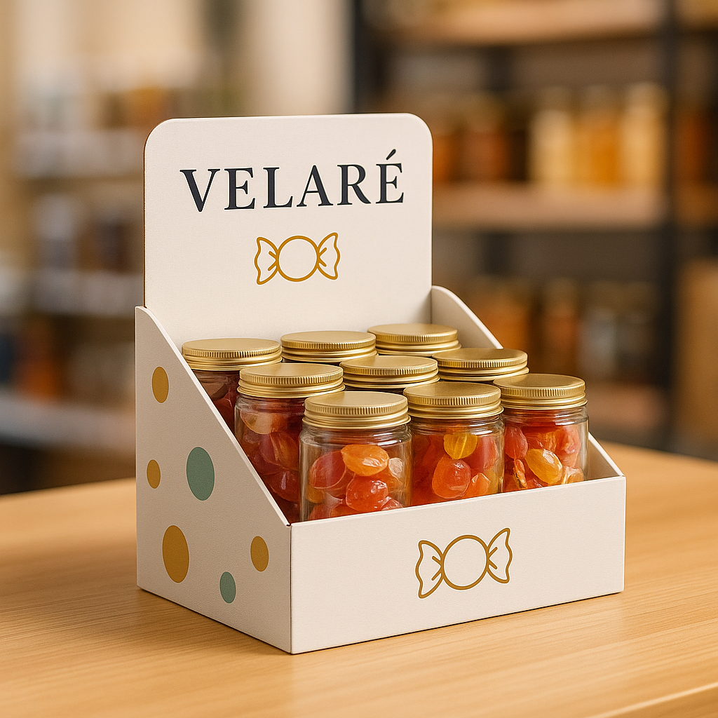 Digital rendering of a product-filled counter display