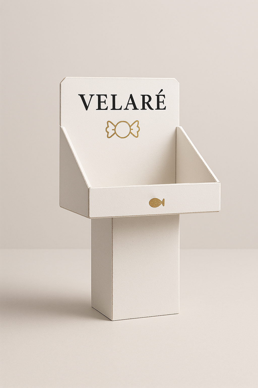 Digital rendering of a pedestal-style product display