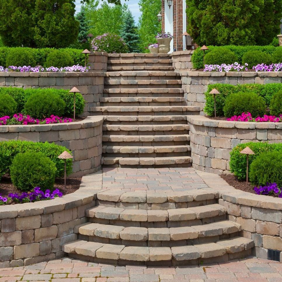stone steps and landscape retaining walls