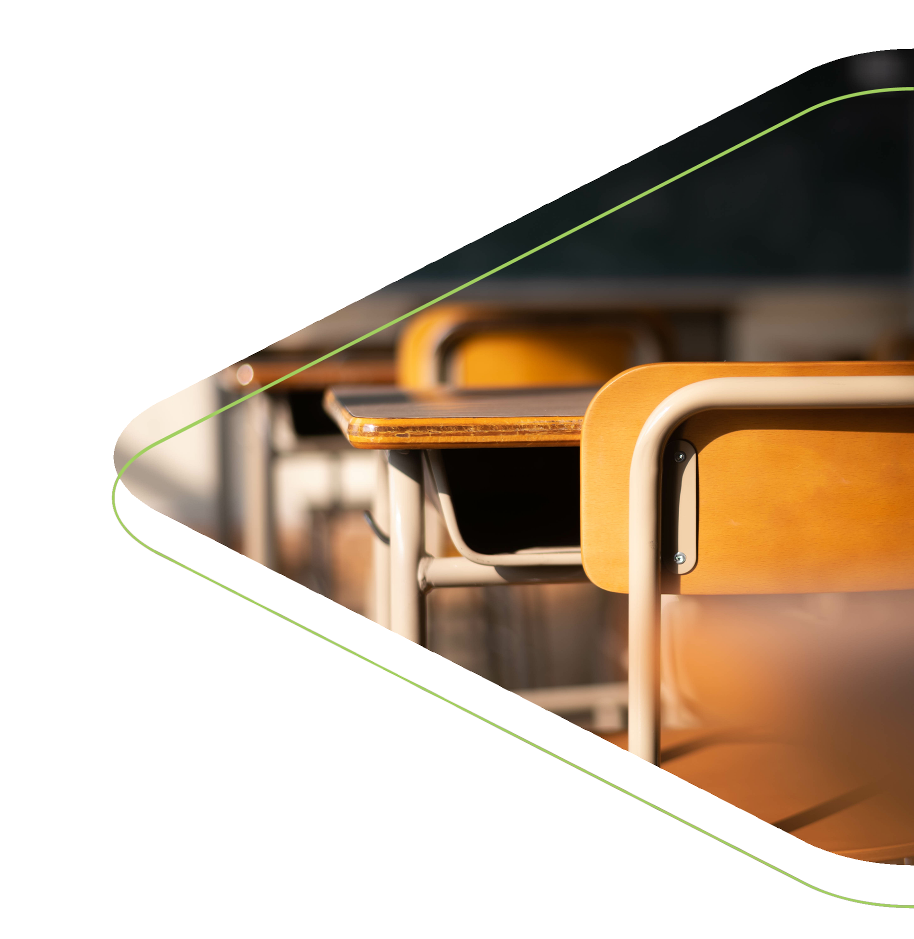 Desks and chairs in a classroom