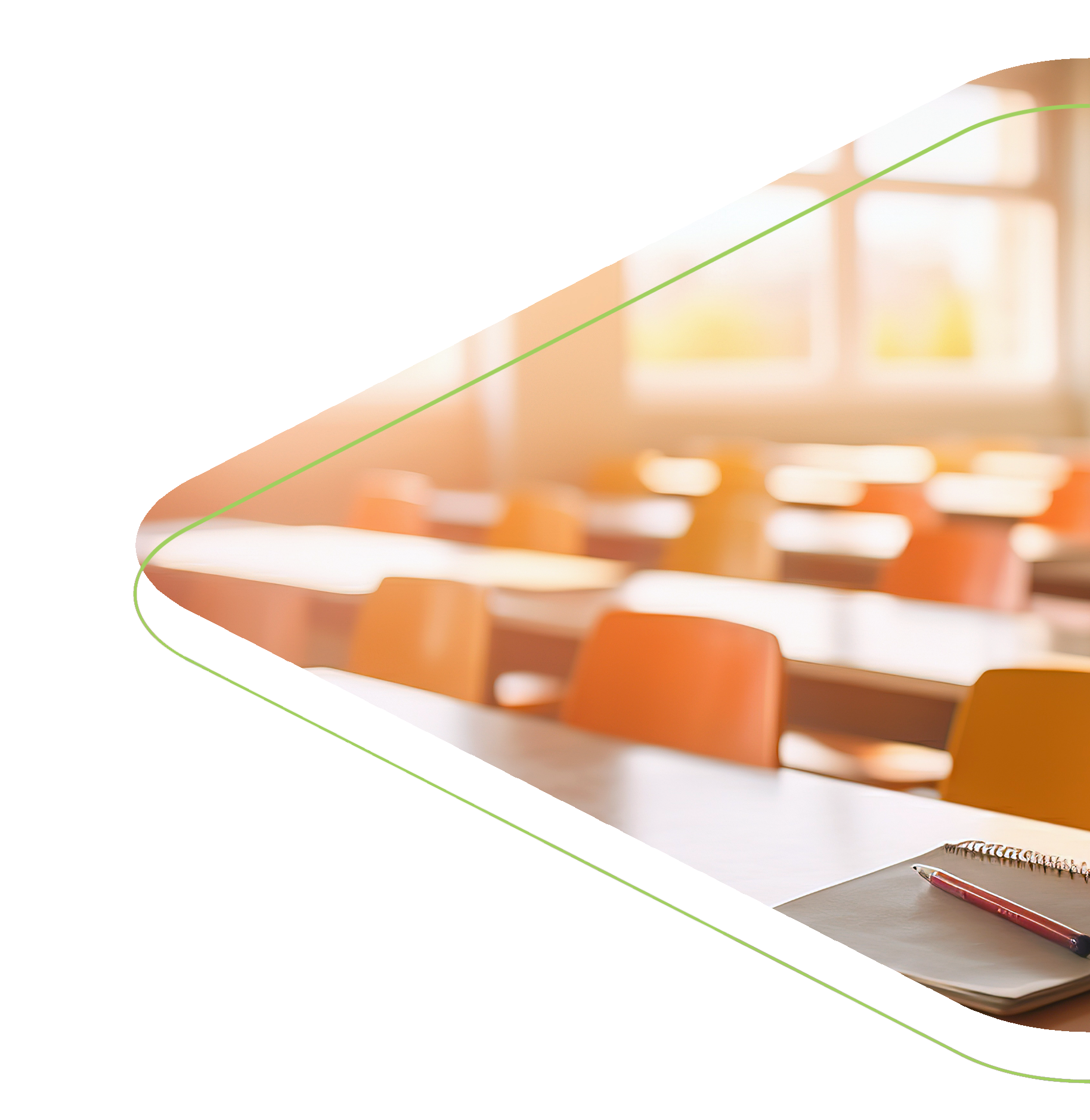 Desks and chairs in a classroom