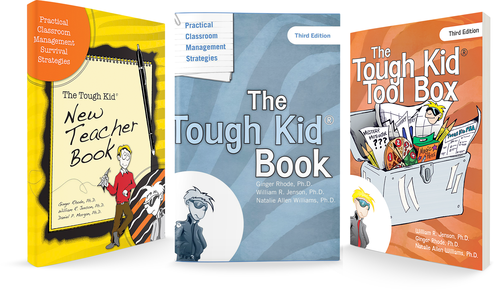 Three books, including The Tough Kid Book, The Tough Kid Tool Box, & The Tough Kid New Teacher Book