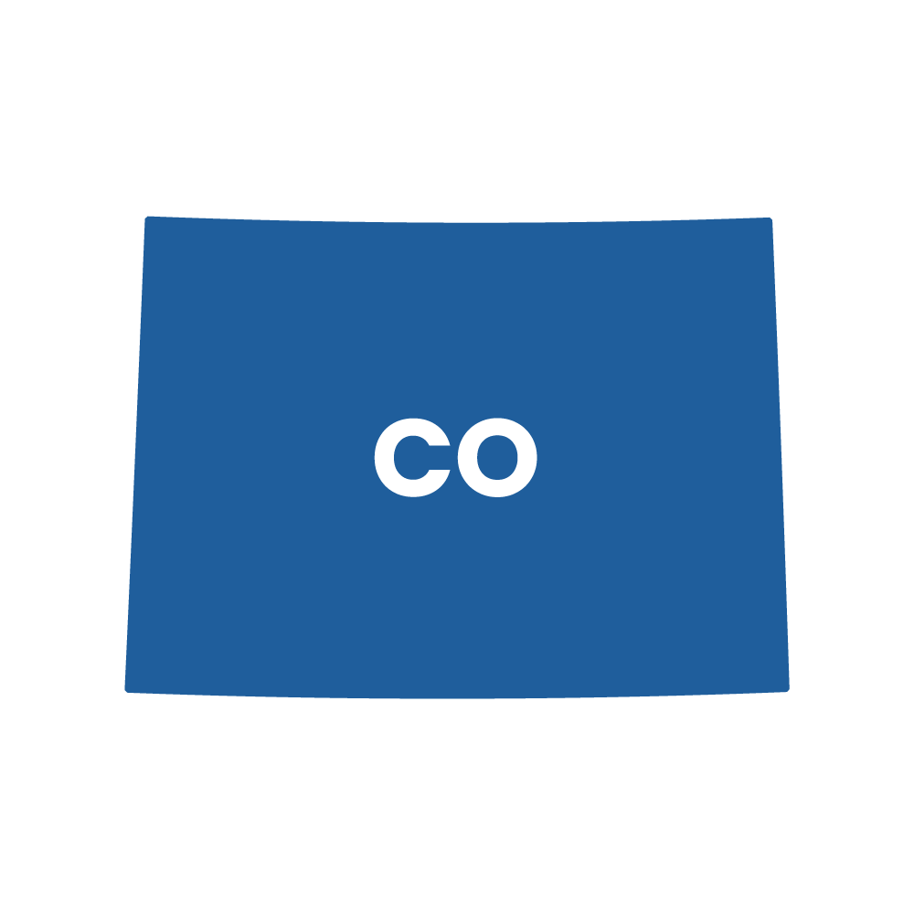 Map of Colorado, blue with 