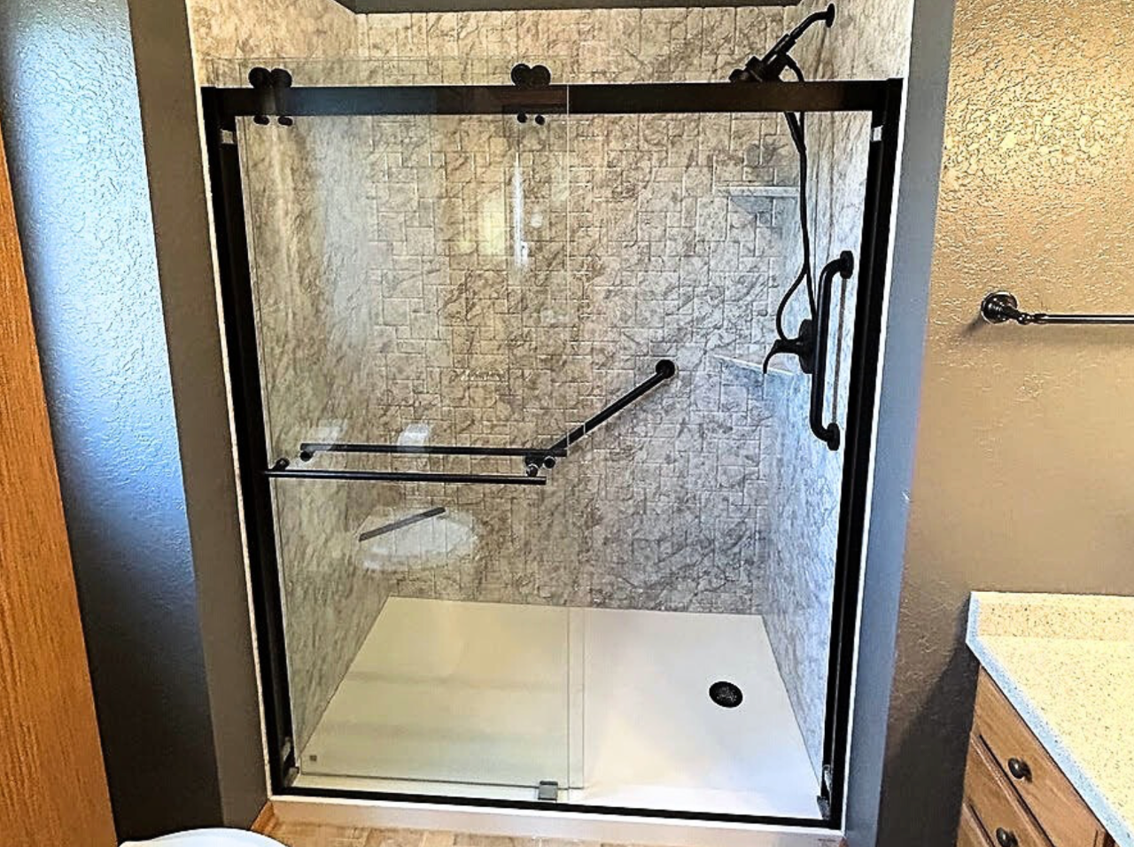 Walk-in shower after bathroom remodel Milwaukee