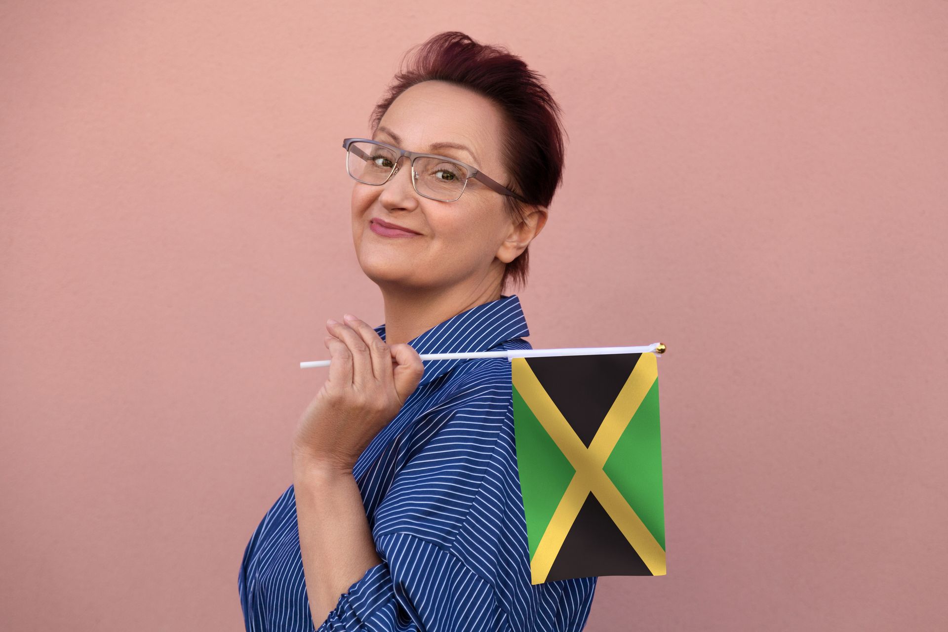 Woman Holding Jamaican Flag