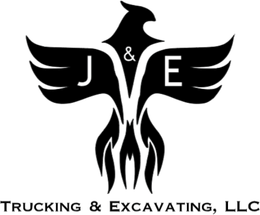 Black phoenix logo with J and E, above text 