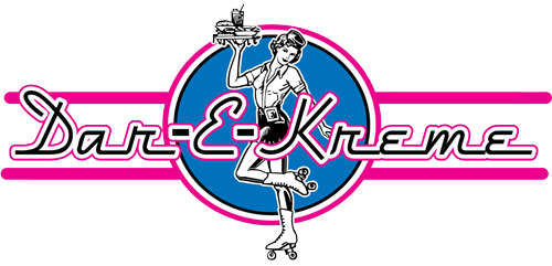 Pink and blue “Dare to Dream” logo with a dancing figure in a circle