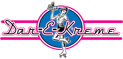 Pink and blue “Dare to Dream” logo with a dancing figure in a circle
