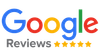 Google Reviews logo with multicolored Google text, gray “Reviews,” and five gold stars