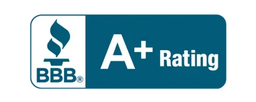BBB A+ rating badge in blue and white