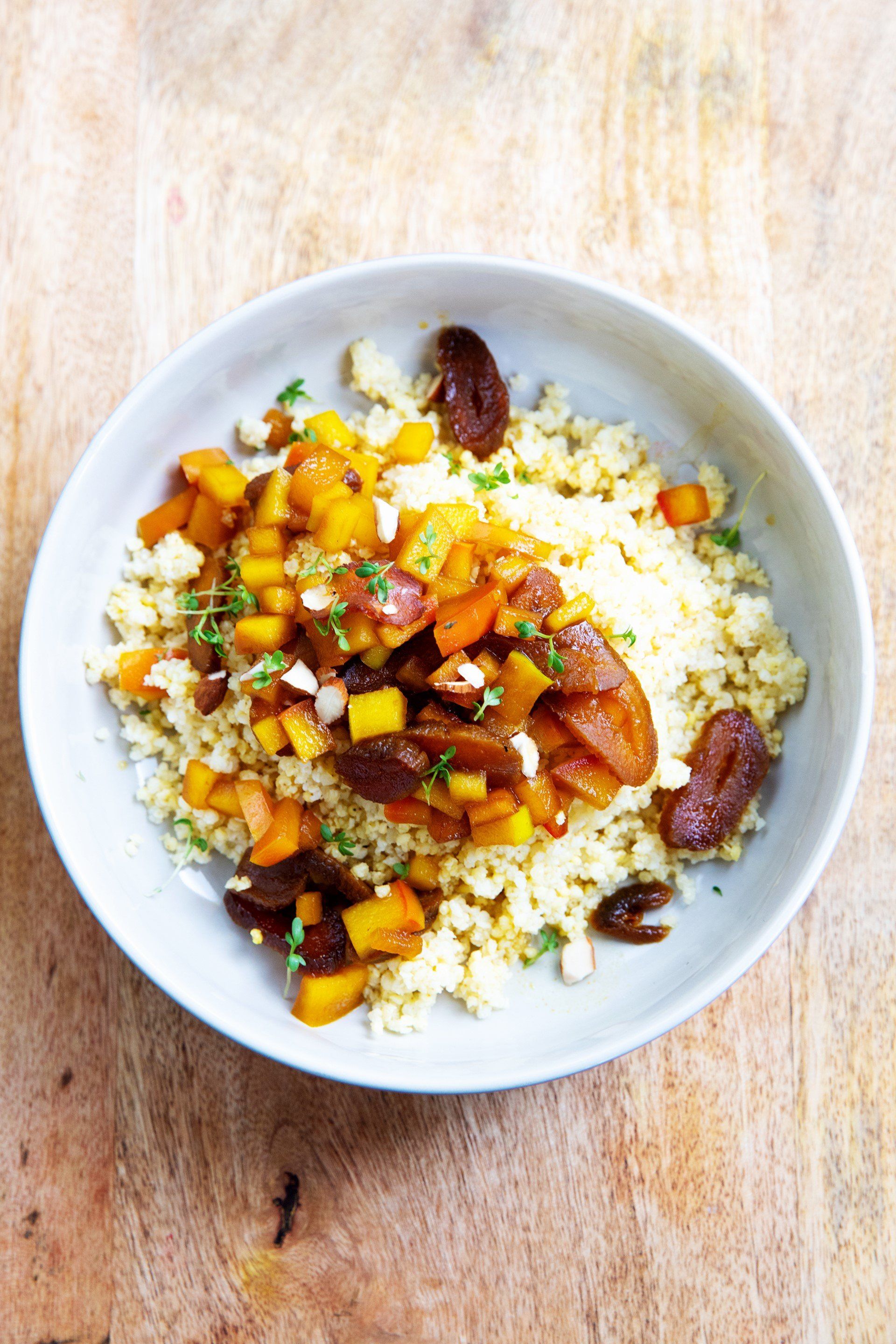 Kürbisstampf mit Brokkoli und Granatapfel