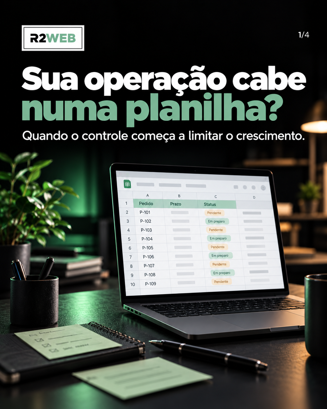 Arte R2WEB sobre os limites das planilhas na gestão de uma operação