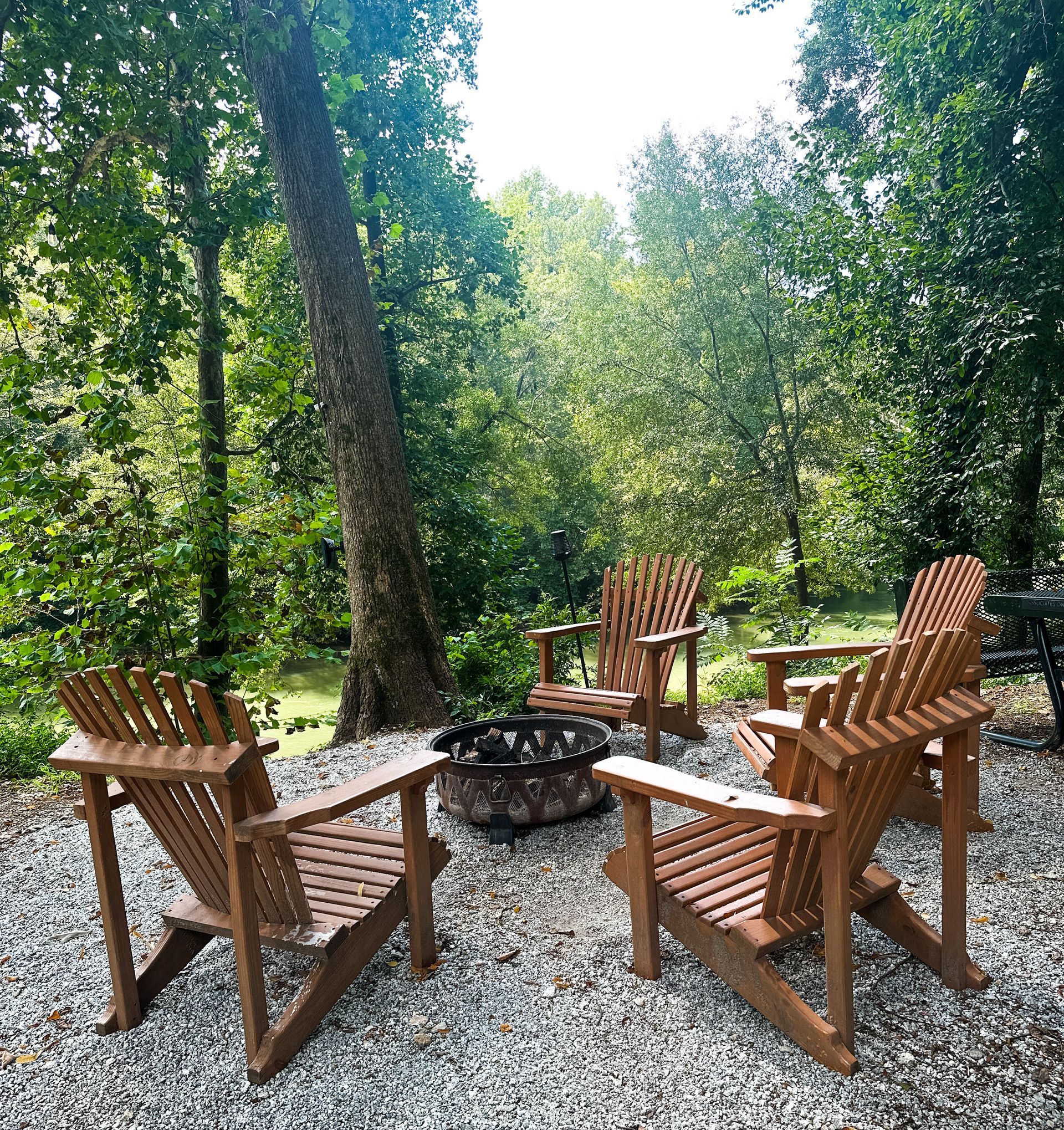 Fire pit near the Saluda River with Saluda Outdoor River Company