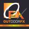 OUTDOORFX logo on dark background with orange accents and tagline “Outdoor Living Design Build Firm”