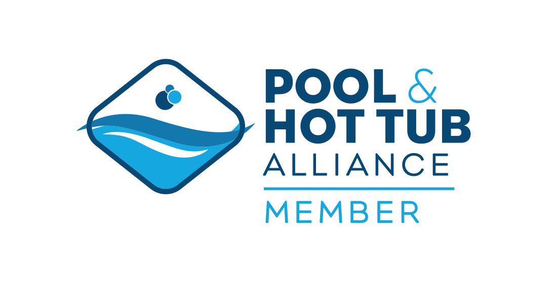 Pool & Hot Tub Alliance member logo in blue and white