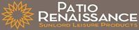 Patio Renaissance logo with tan sunburst icon and white text on a dark background