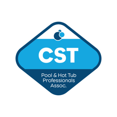 Blue and white CST logo for Pool & Hot Tub Professionals Association