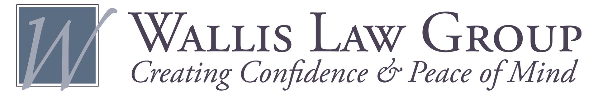 A wallis law group logo that says creating confidence and peace of mind