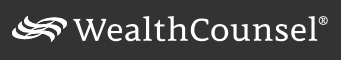 A black and white logo for wealth counsel