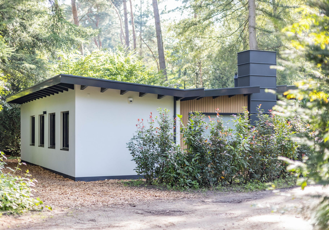 Modern poolhouse tuinhuis luchtfoto. Aanbouw en verbouwing tuin ontwerp.