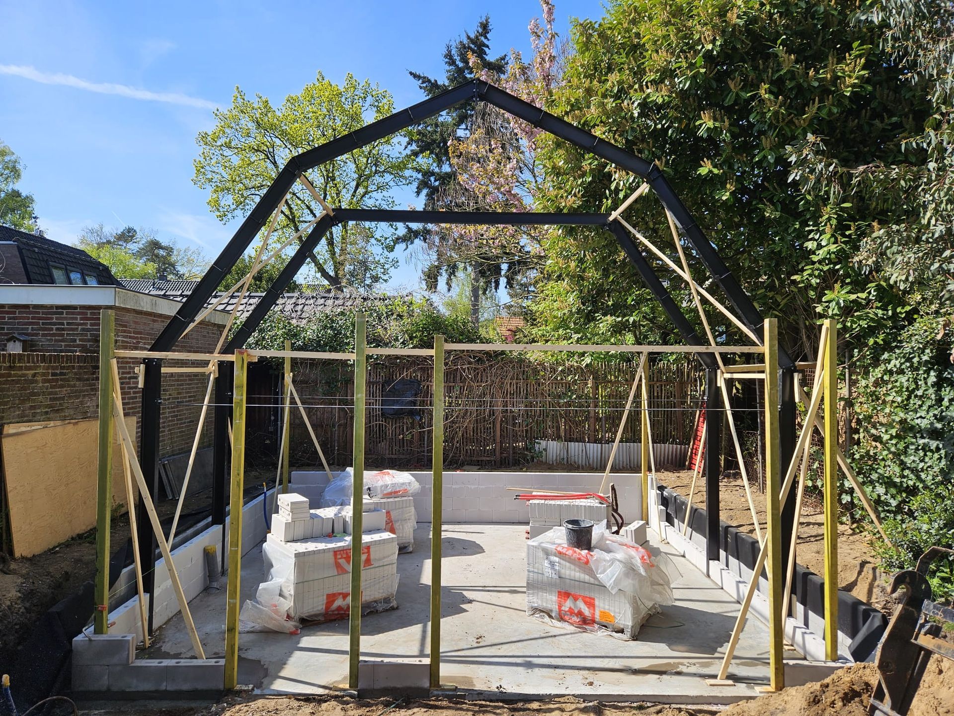 Staalconstructie dakspant nieuwbouw bijgebouw