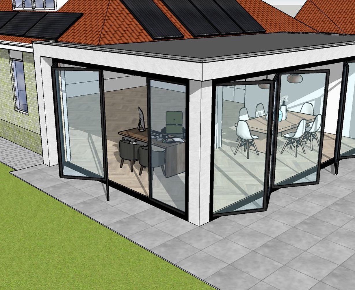 3D visualisatie aanbouw woning voor verbouwing