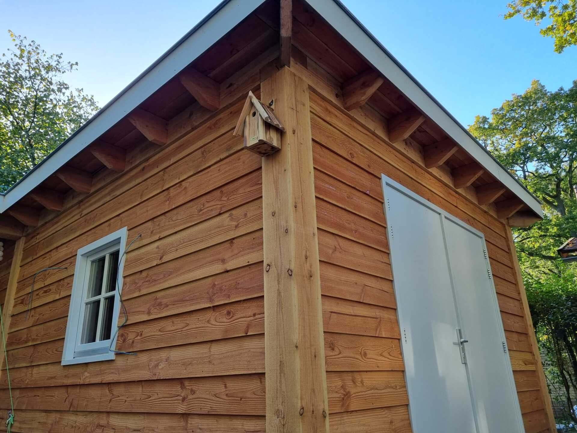 Houten modern tuinhuis. Schuur verbouwing design