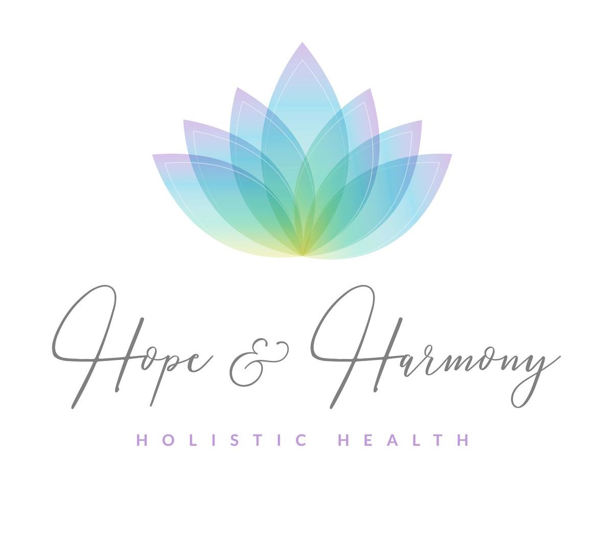 Pastel lotus logo with “Hope & Harmony” and “Holistic Health” text