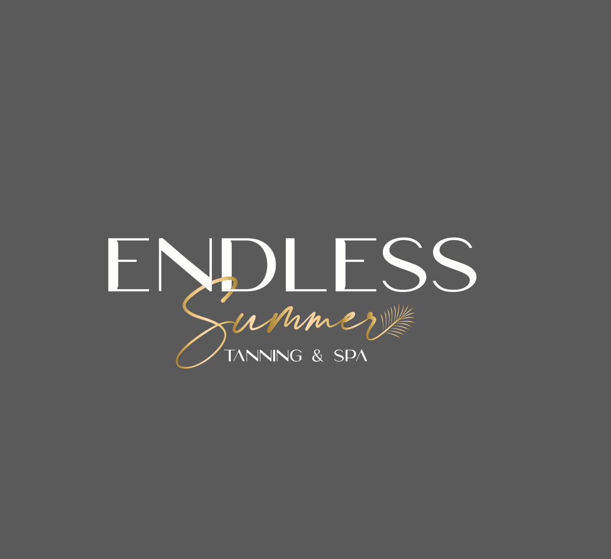 Endless Summer Tanning & Spa logo in white and gold on a gray background