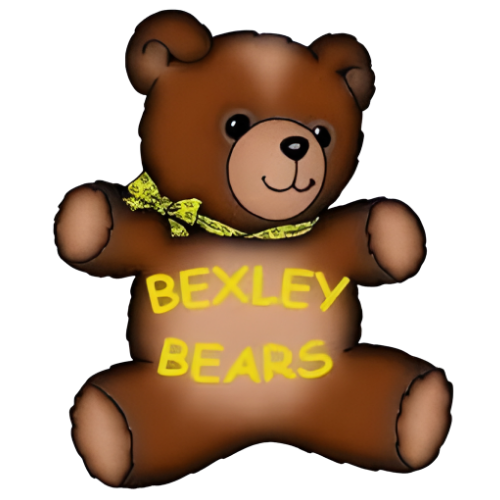 Brown teddy bear with yellow bow and