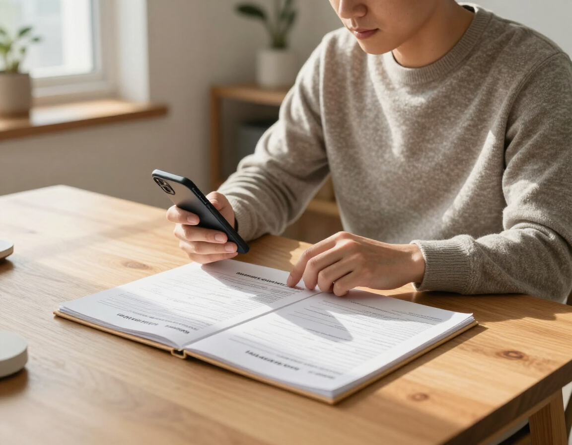 Tenant reviewing a renters insurance policy and apartment inventory