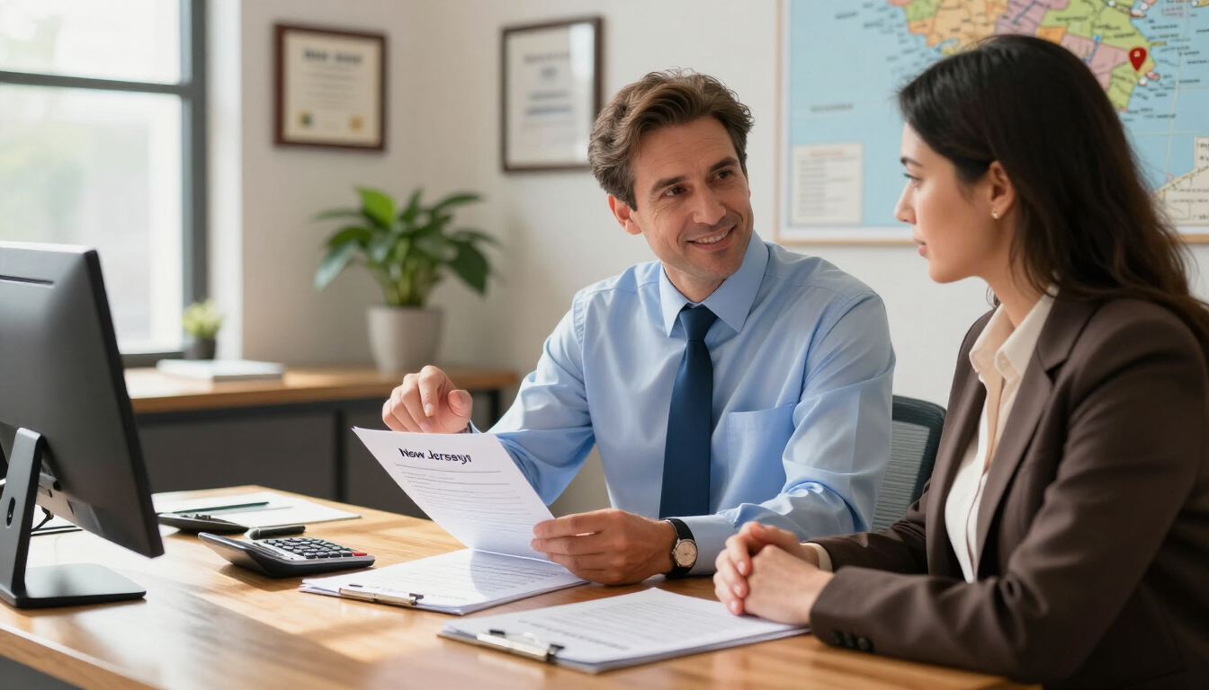 Bergen County driver discussing auto coverage with an insurance agent