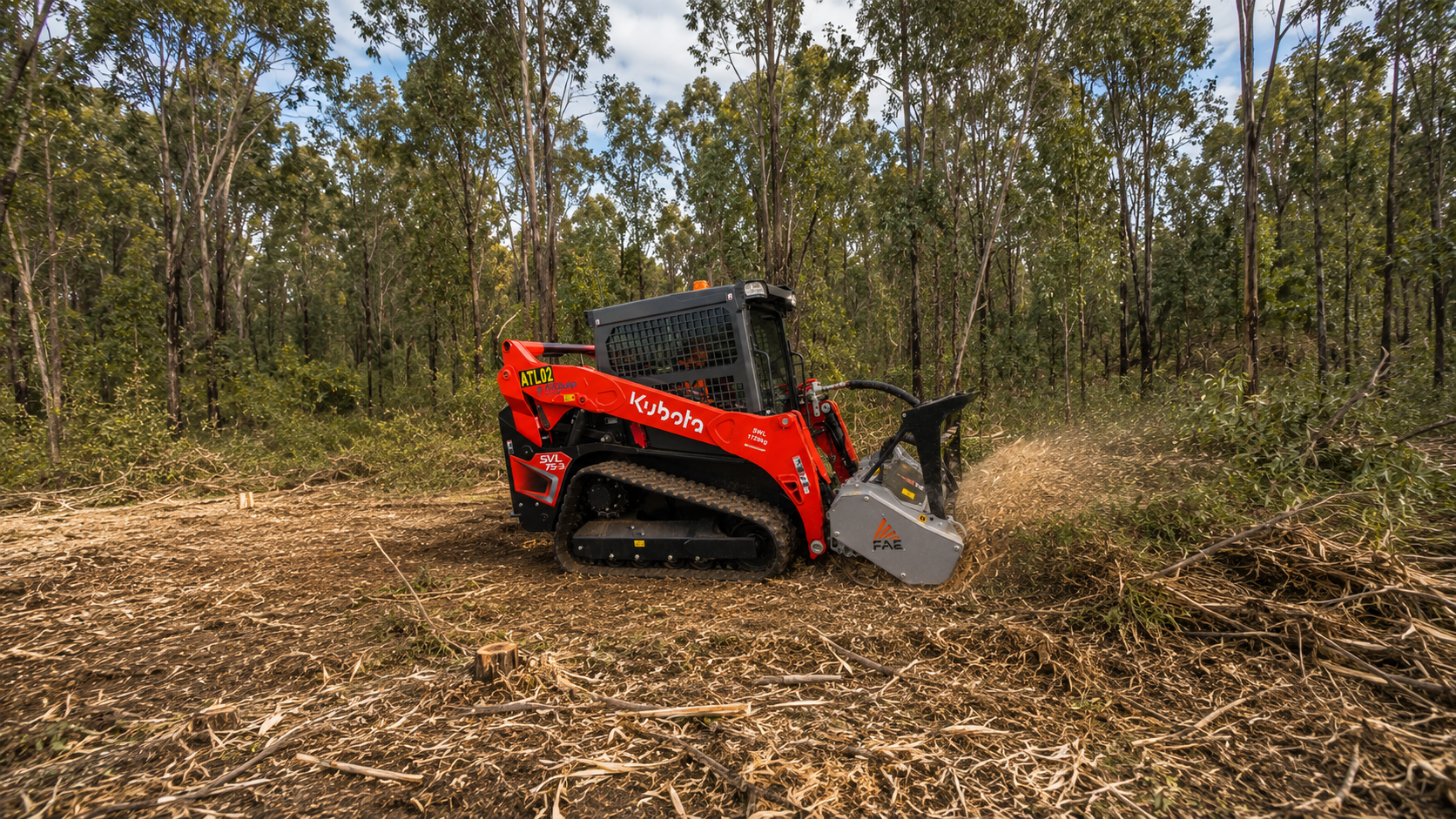 Tracked posi track clearing vegetation for posi track hire Sunshine Coast