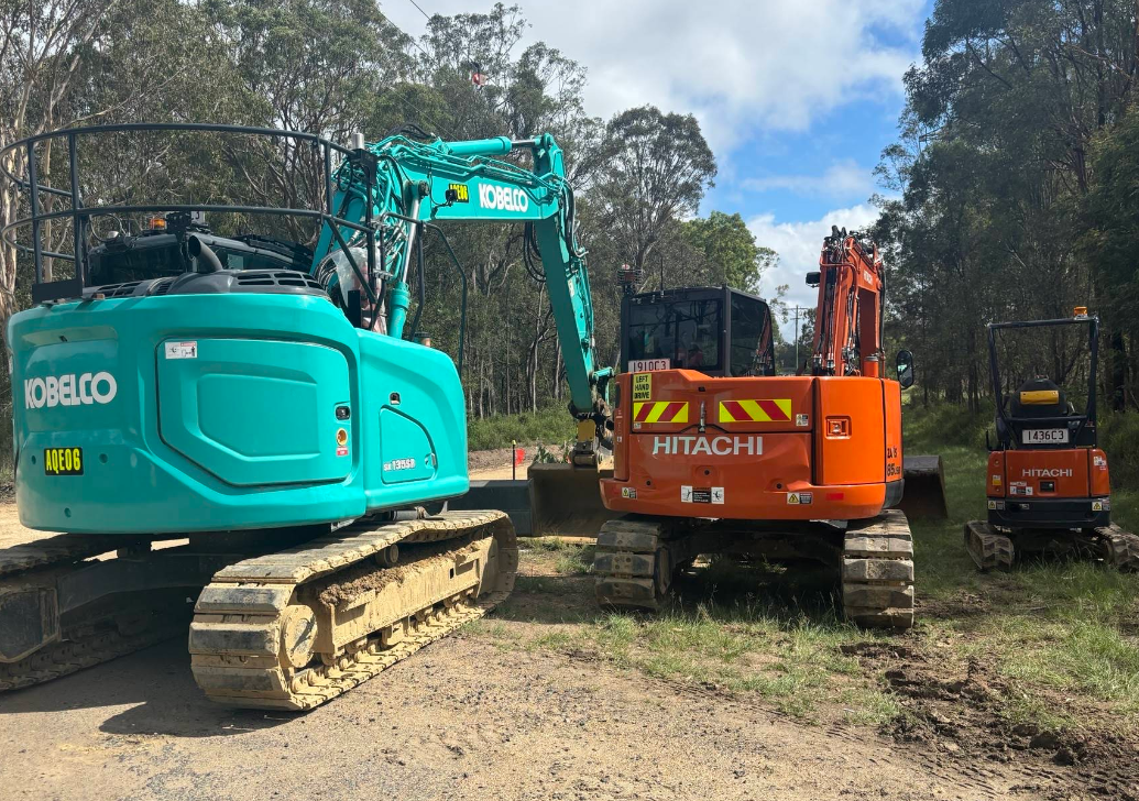 Tracked excavators positioned for earthmoving and excavation in Sunshine Coast