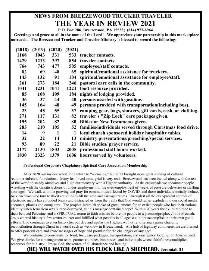 Breezewood Trucker/Traveler Ministry