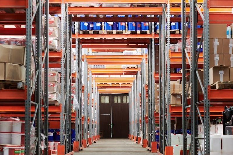 A warehouse filled with lots of shelves and boxes.