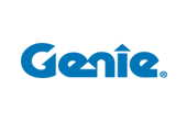 A blue genie logo on a white background.