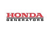 The honda generators logo is red and black on a white background.