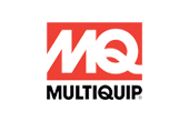 A red and white mq multiquip logo on a white background.