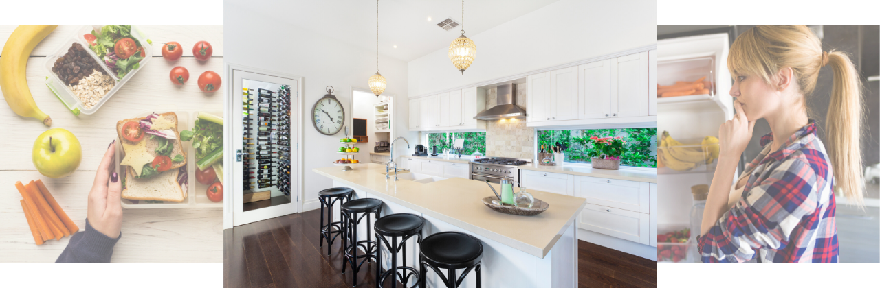 A woman is standing in a kitchen looking into a refrigerator | Home loans in Roseville, CA