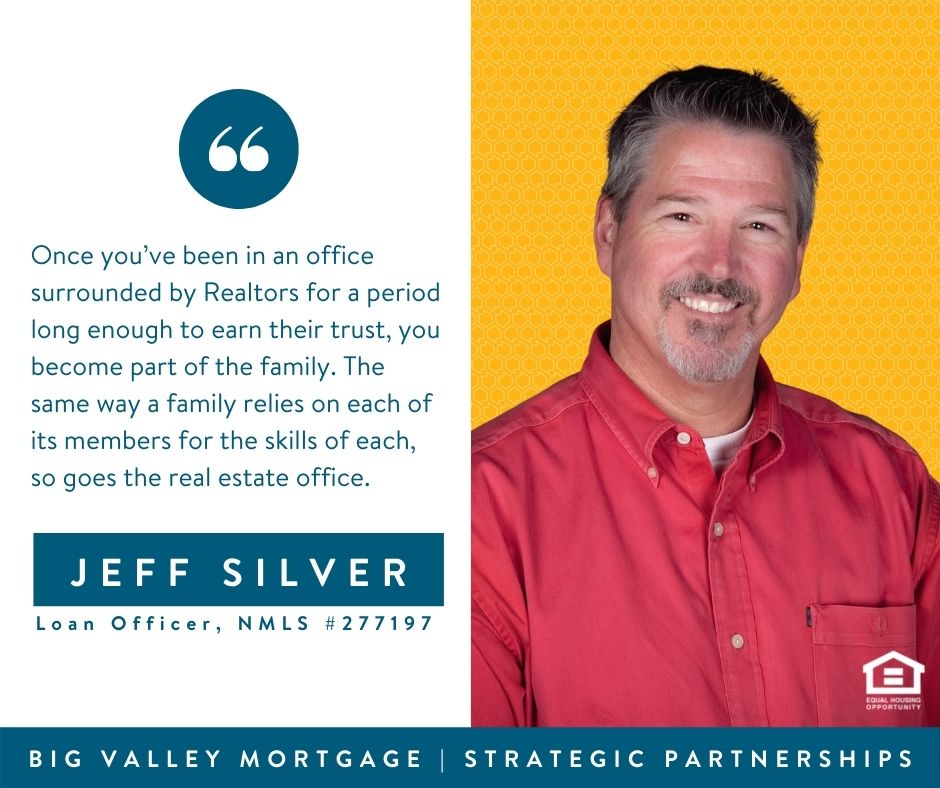 Jeff Silver's portrait next to a quote about trust and family in a real estate office | Mortgage Lender in Roseville, CA