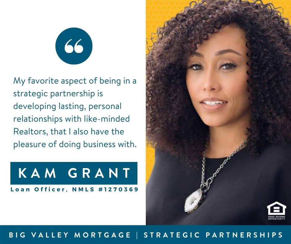 Kam Grant's portrait next to a quote about developing personal relationships | Mortgage Company in Roseville, CA