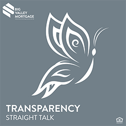 A logo for Big Valley Mortgage with a butterfly on it | Mortgage Company in Roseville, CA