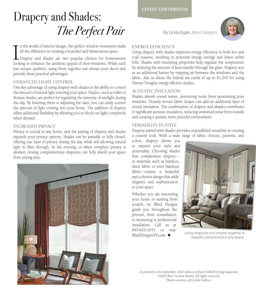 Drapery And Shades — Dutchess County, NY — Blind Designs