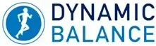 Logo for Dynamic Balance with a person running in a blue circle, and the text 