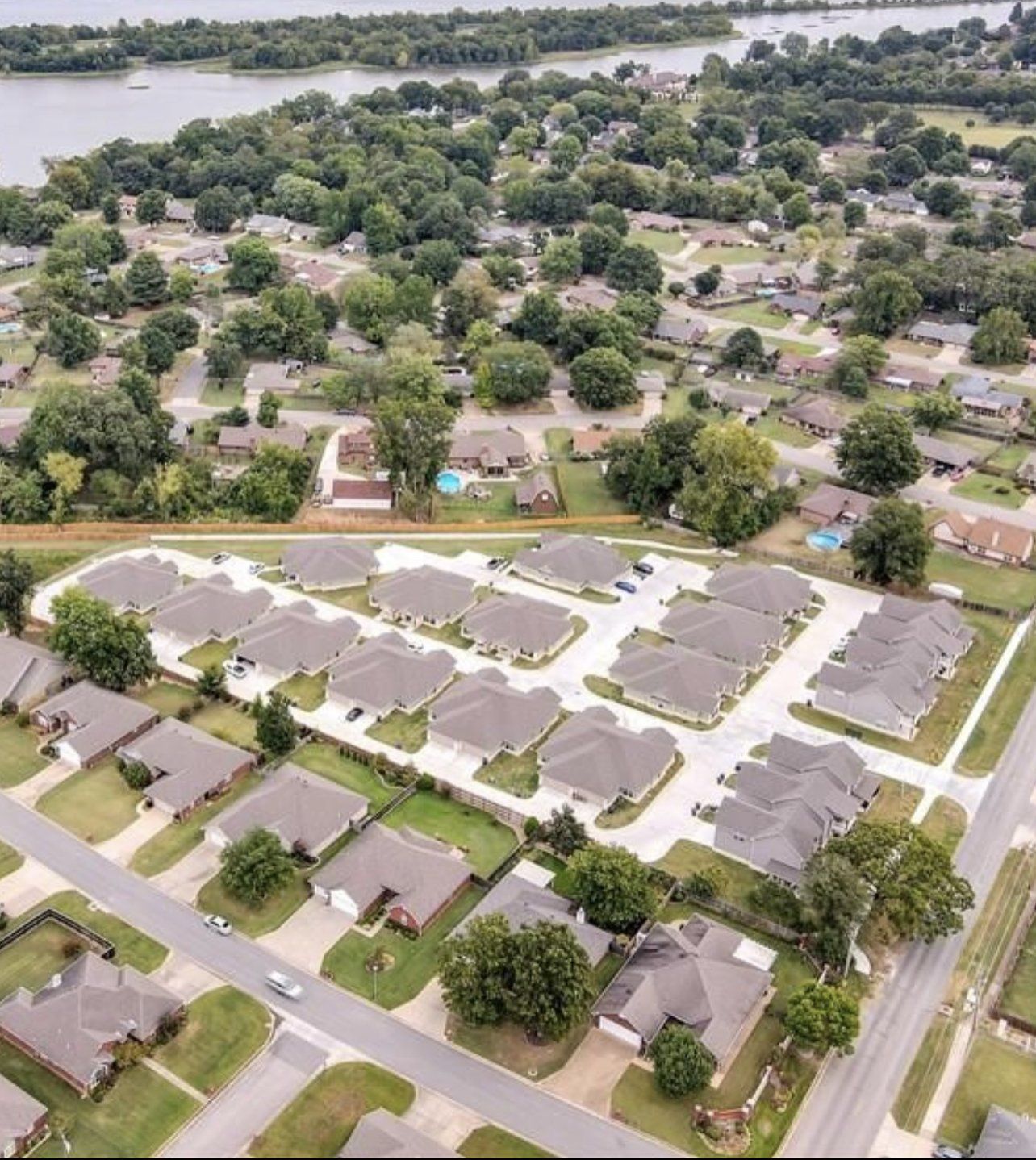 River Crossing Overhead Drone Shot