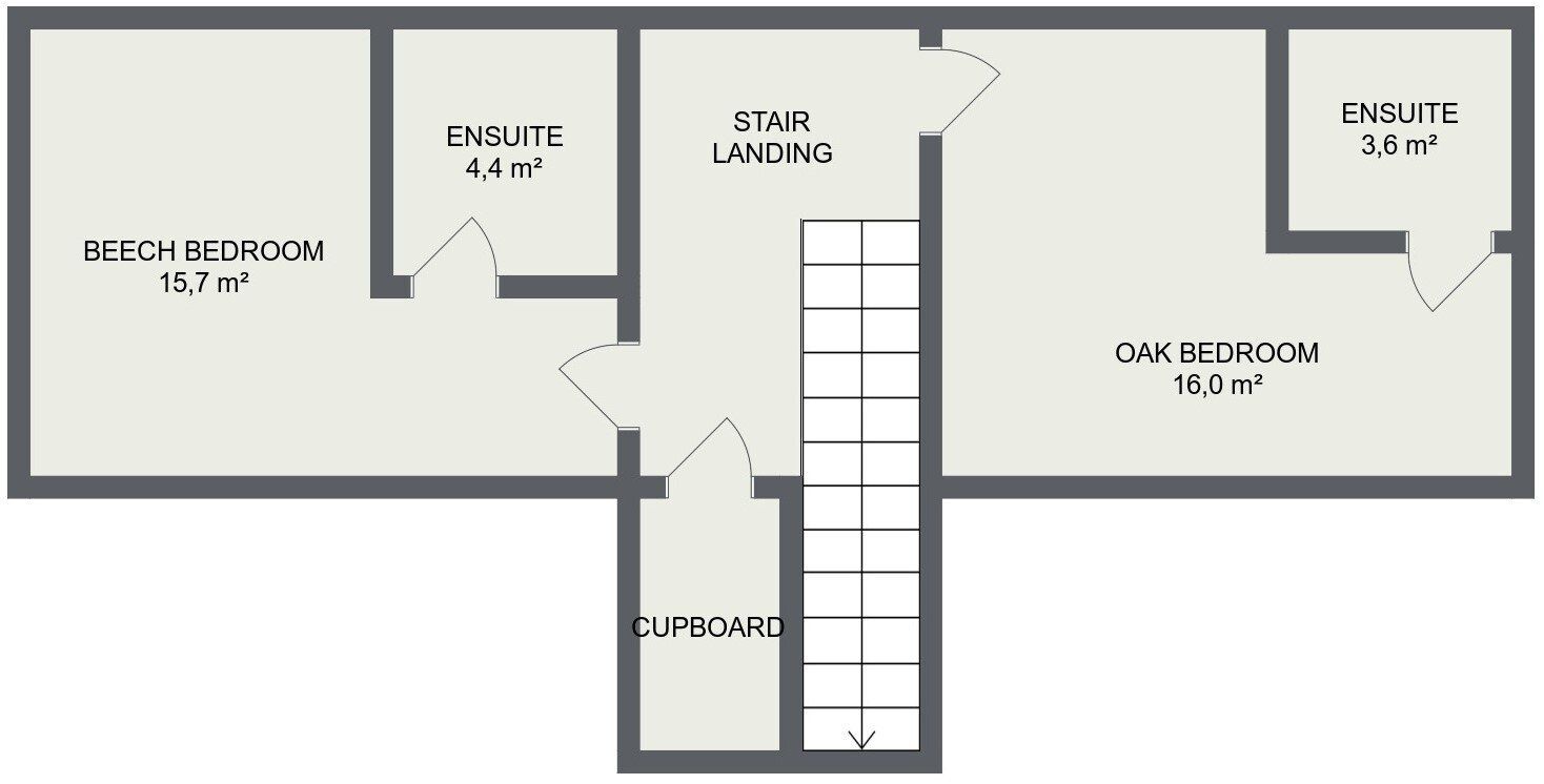 A floor plan of a house with stairs and a staircase.