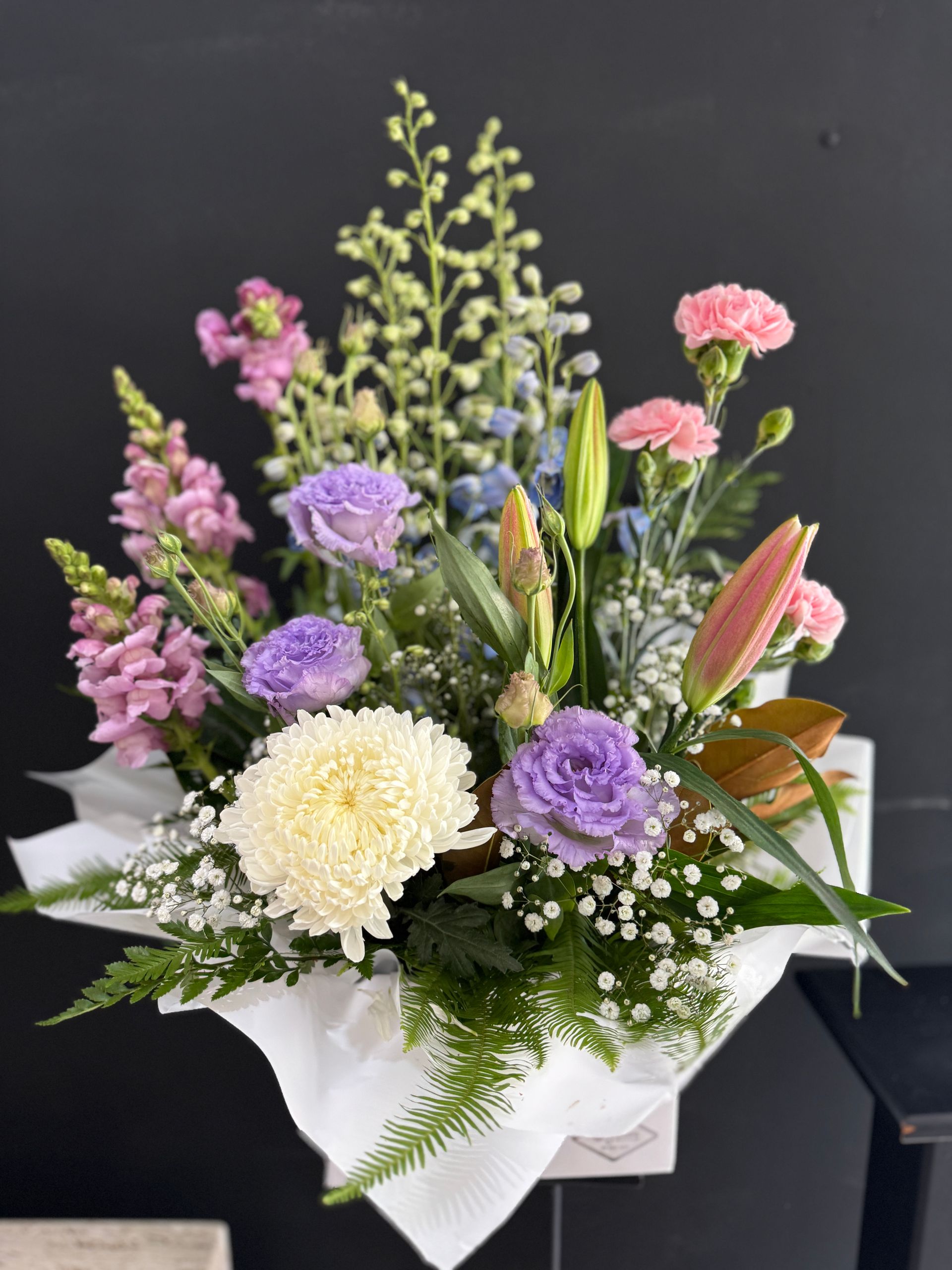 Floral Arrangement Featuring White, Pink, Purple, and Green Flowers โ J'adore Flowers & Gifts Cairns in Earlville, QLD